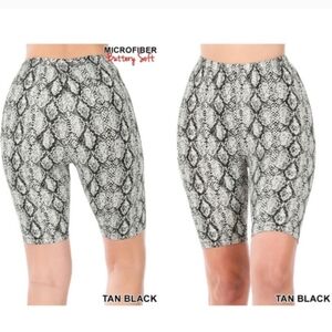 Zenana Outfitters High Waist Bike Shorts Snakeskin Pattern Gym Yoga Activewear